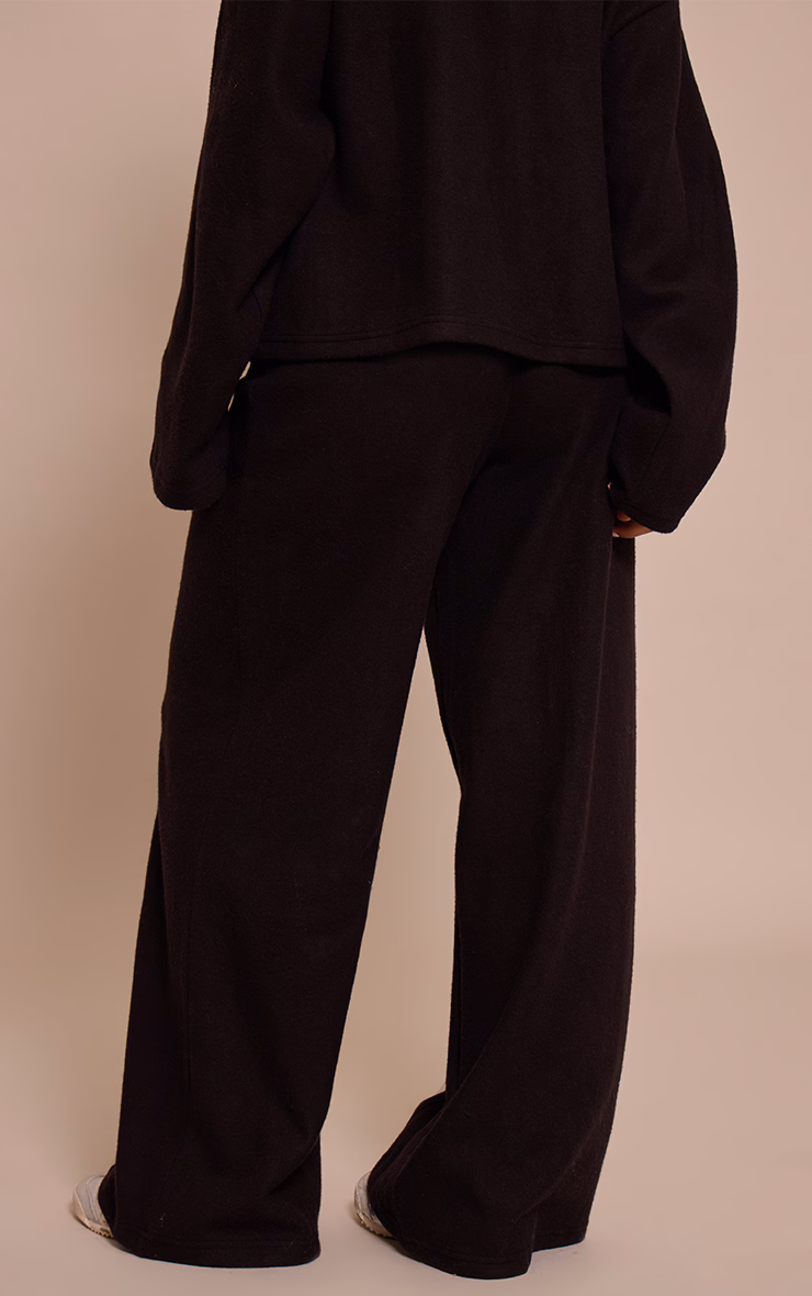 Petite Black Soft Touch Pintuck Wide Leg Sweatpants