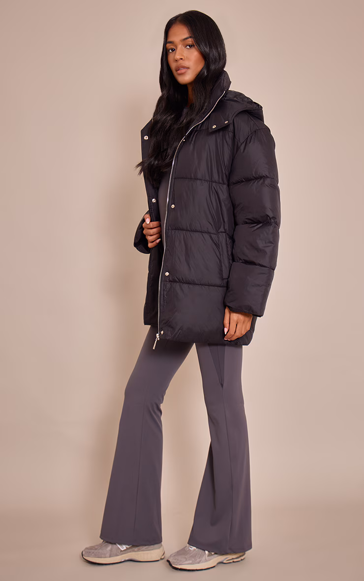 Tall Black Oversized Hooded Puffer Jacket