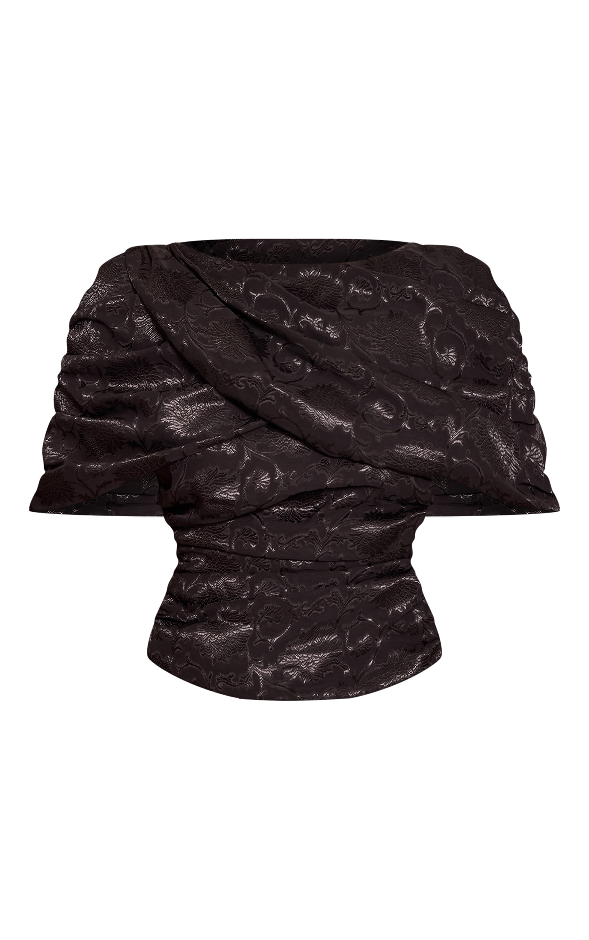 Black Floral Satin Drape Top