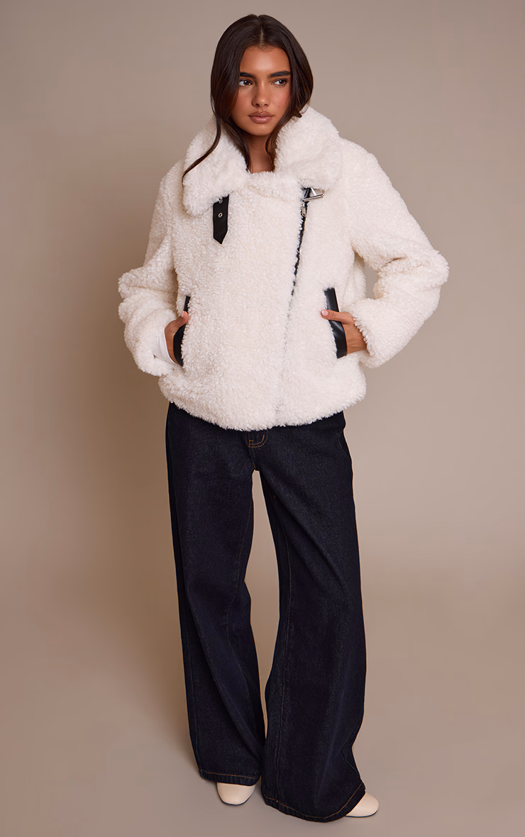 Cream Contrast Detail Borg Aviator