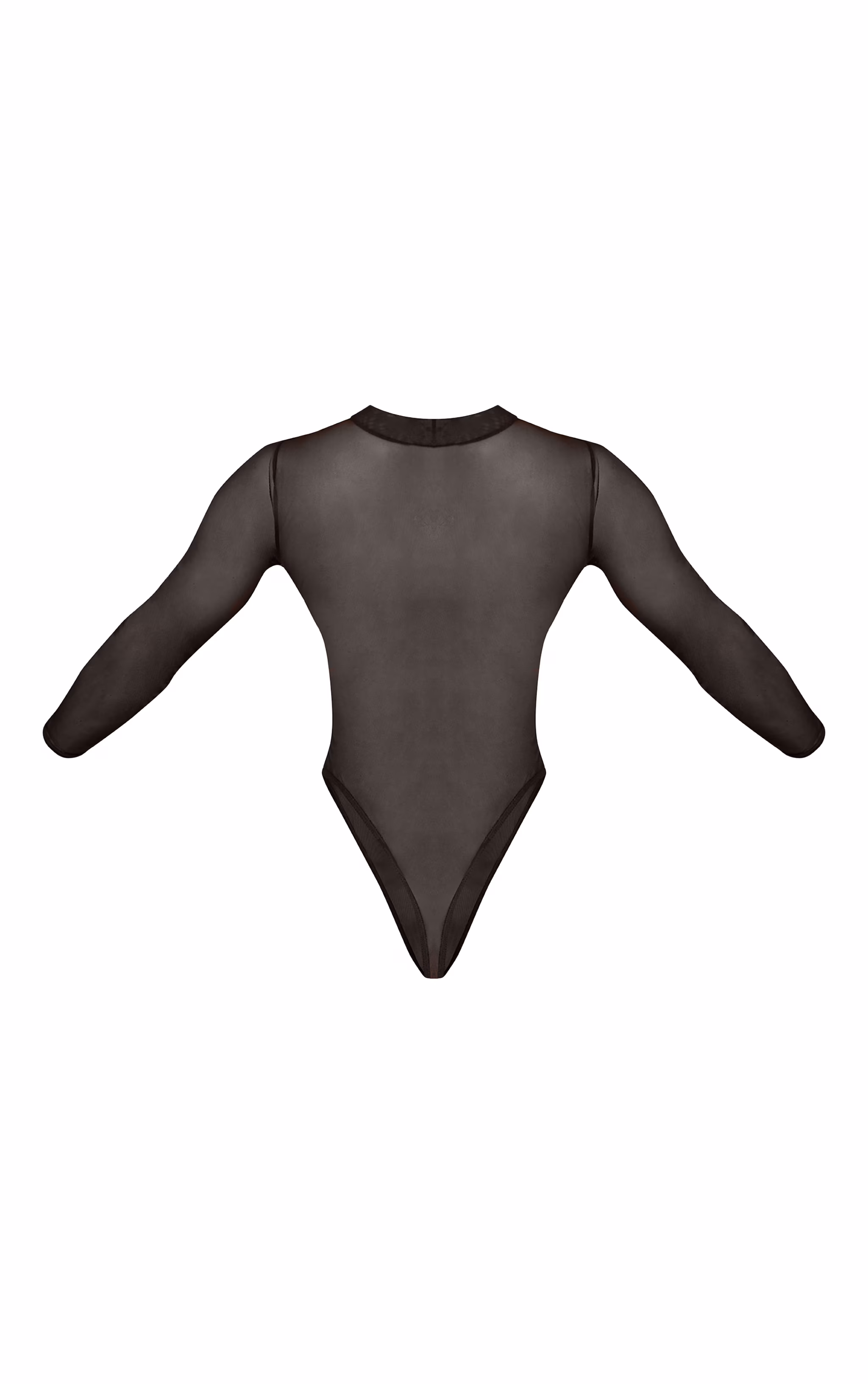 Black Bust Panel Mesh High Neck Long Sleeve Bodysuit