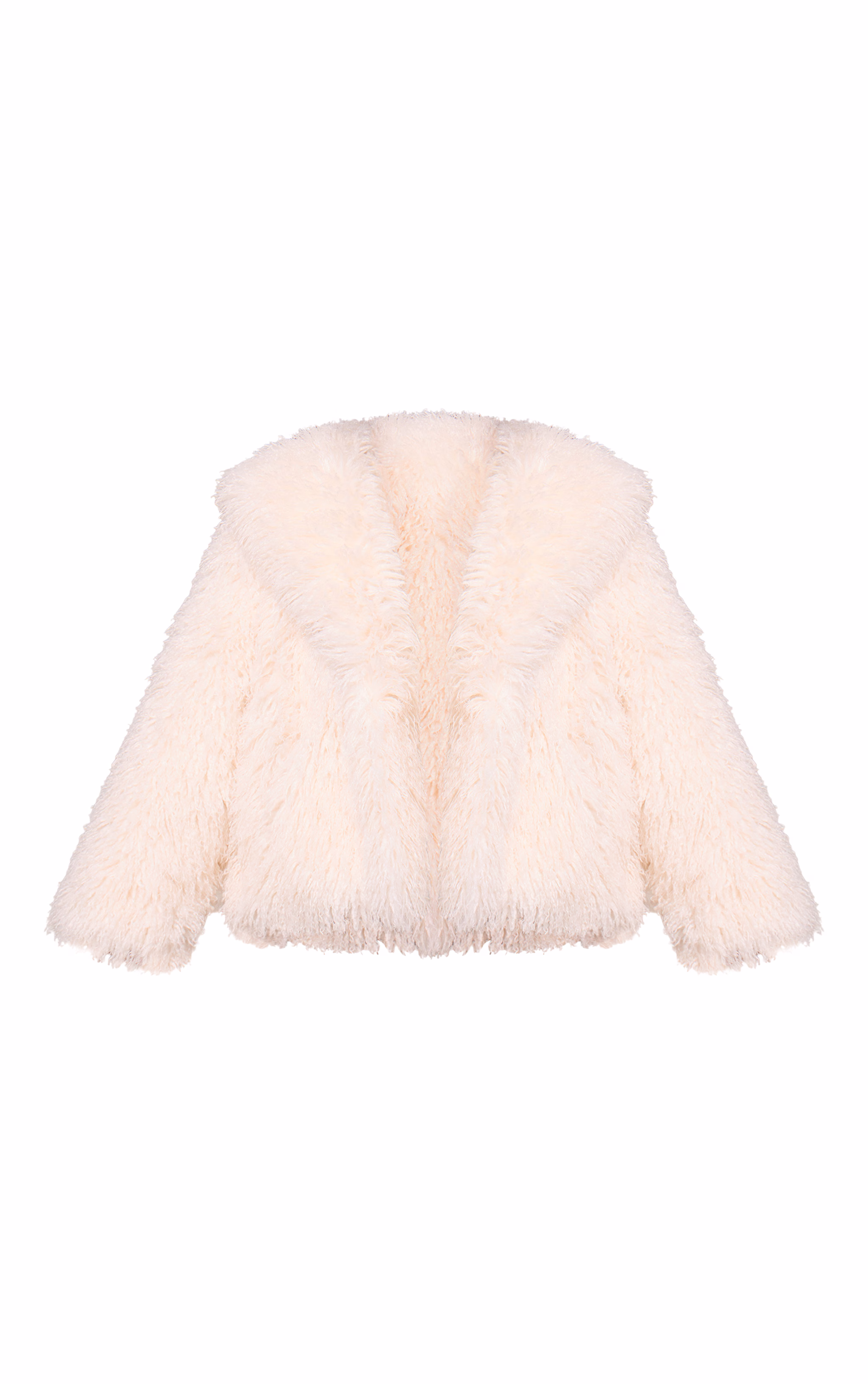 Plus Cream Mongolian Fur Midi Coat