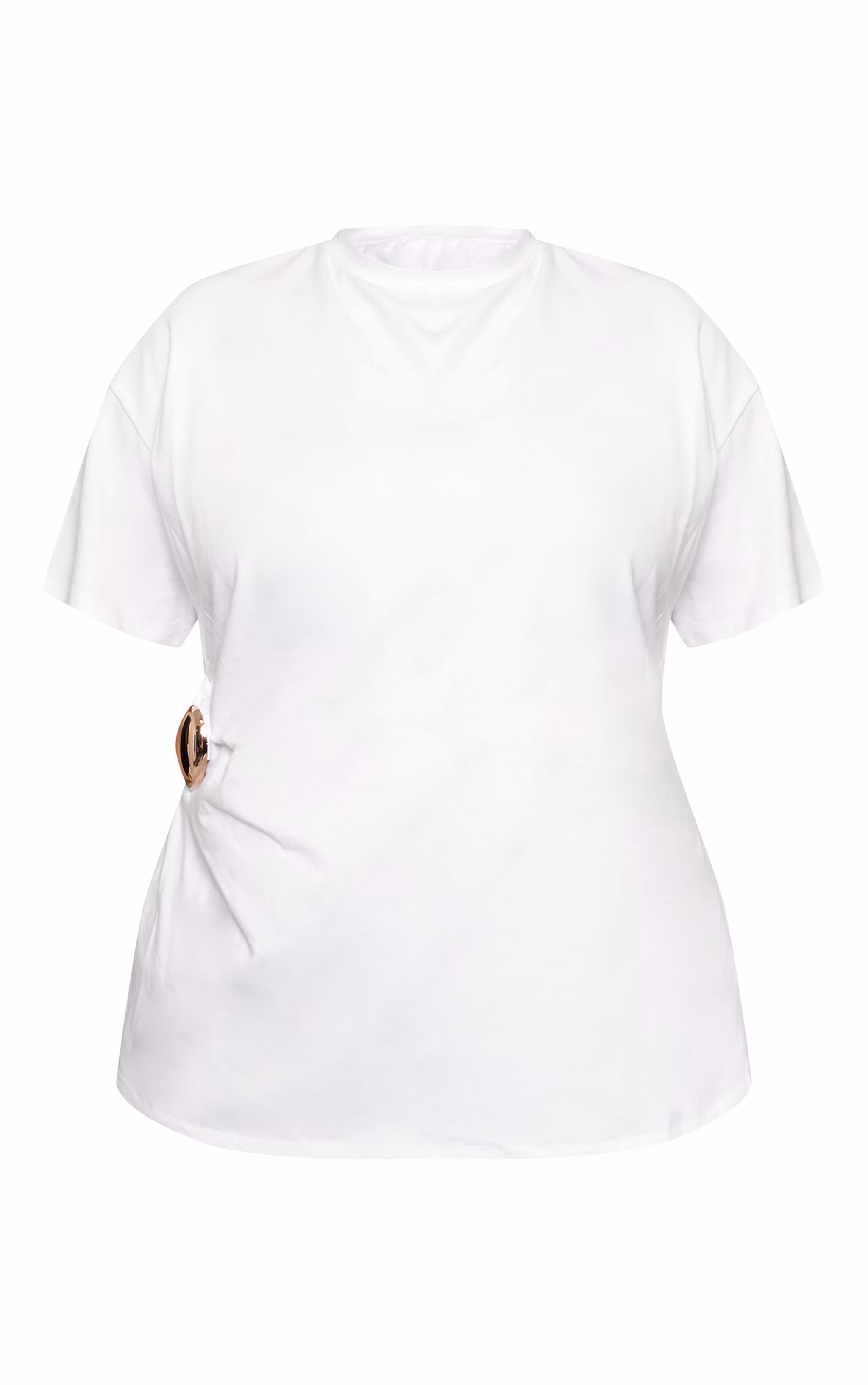 Plus White Trim Detail Asymmetric Hem T Shirt