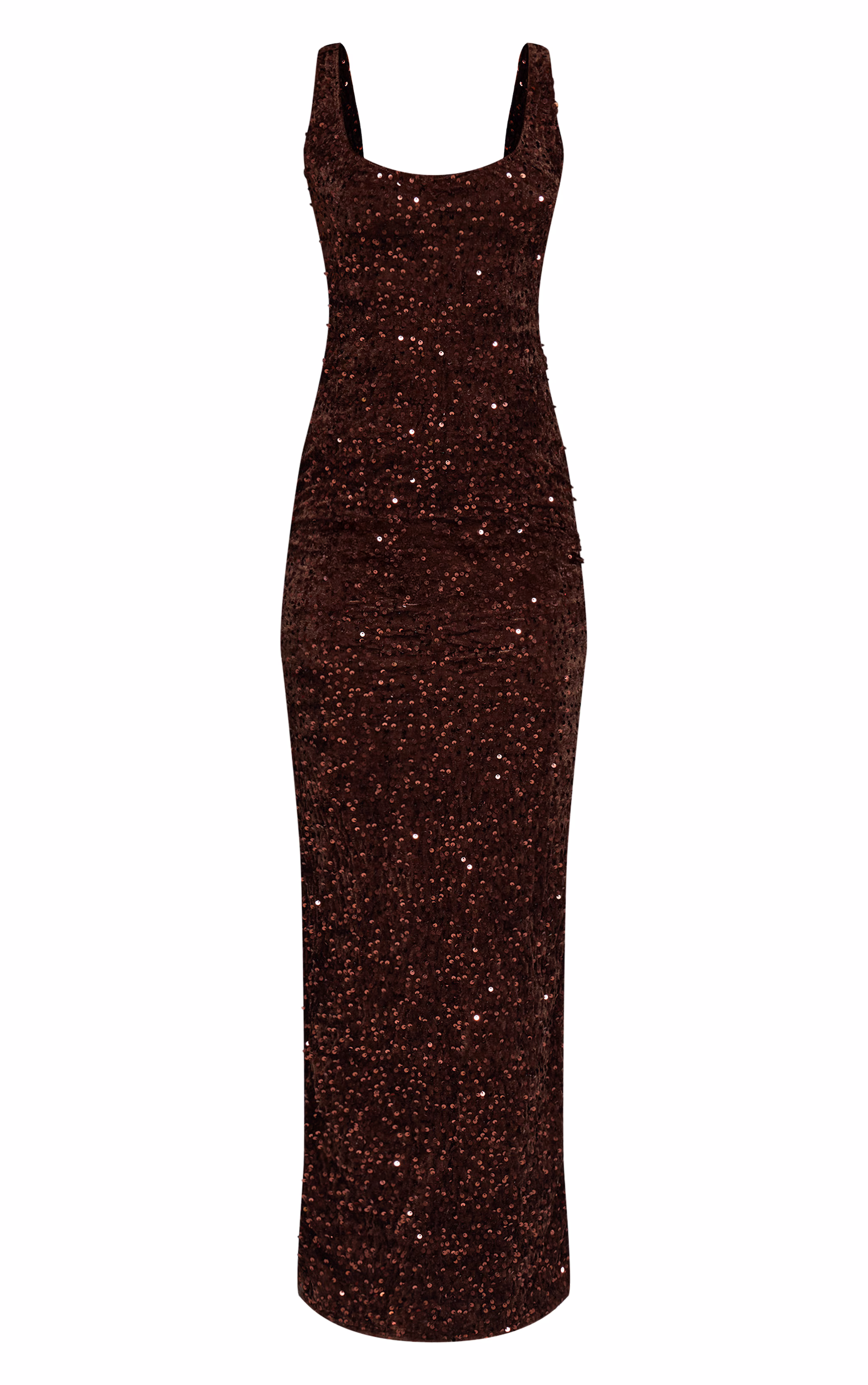 Chocolate Velvet Sequin Embellished Scoop Back Maxi Dess