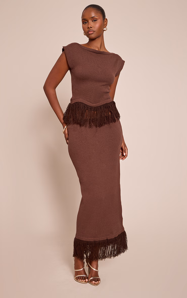 Chocolate Sleeveless Loop Knit Top