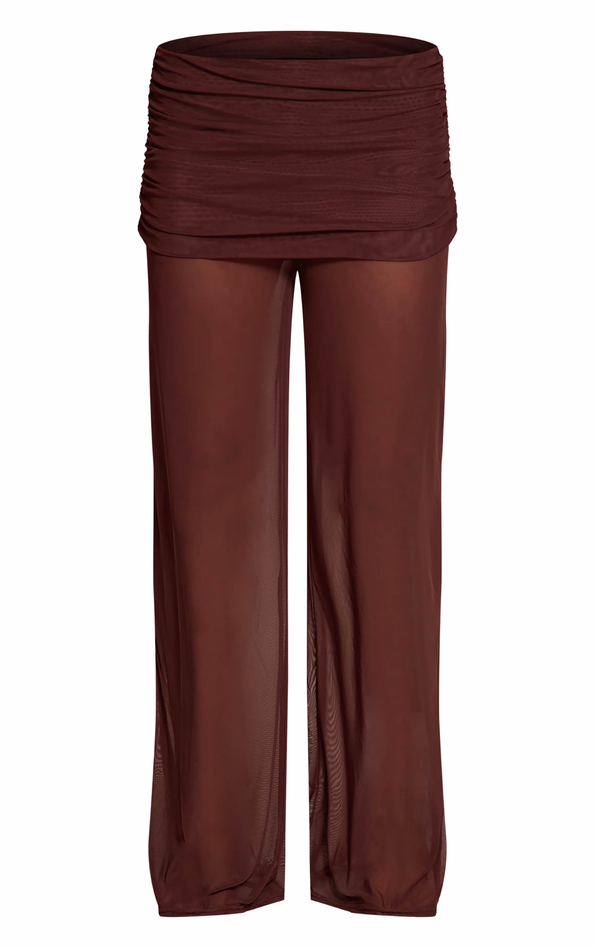 Chocolate Mesh Extreme Fold Over Flared Leg Pant