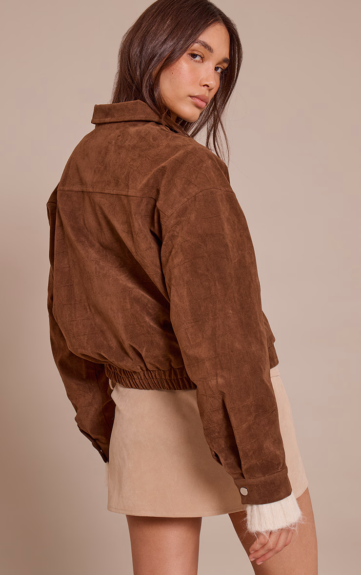 Chocolate Croc Suede Bomber Jacket