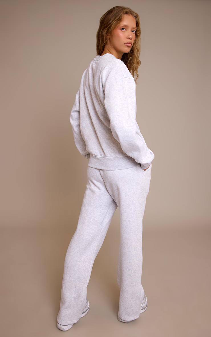 Ash Grey Wide Leg Boston Usa Embroidered Sweatpants