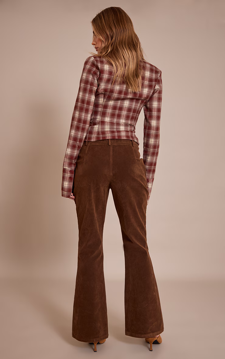 Chocolate Faux Suede Flared Pants