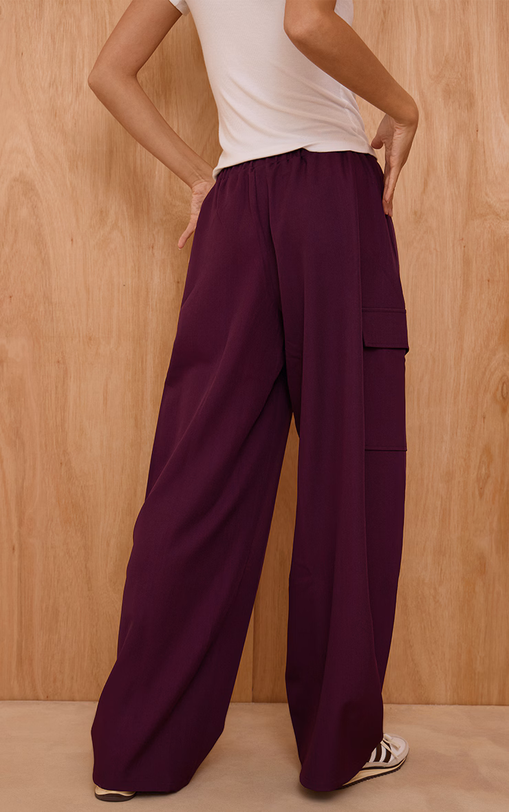Plum Woven Wide Leg Cargos