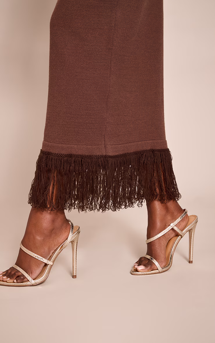 Chocolate Maxi Loop Knit Maxi Skirt