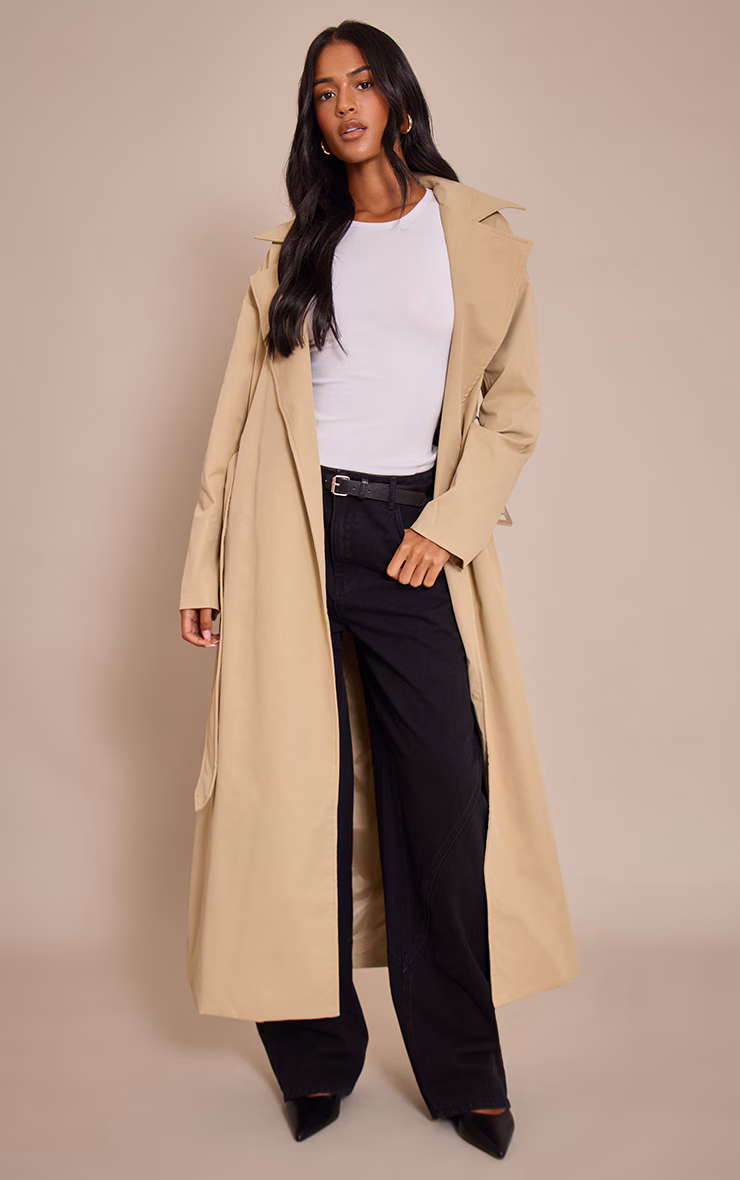 Tall Stone Tie Waist Trench Coat