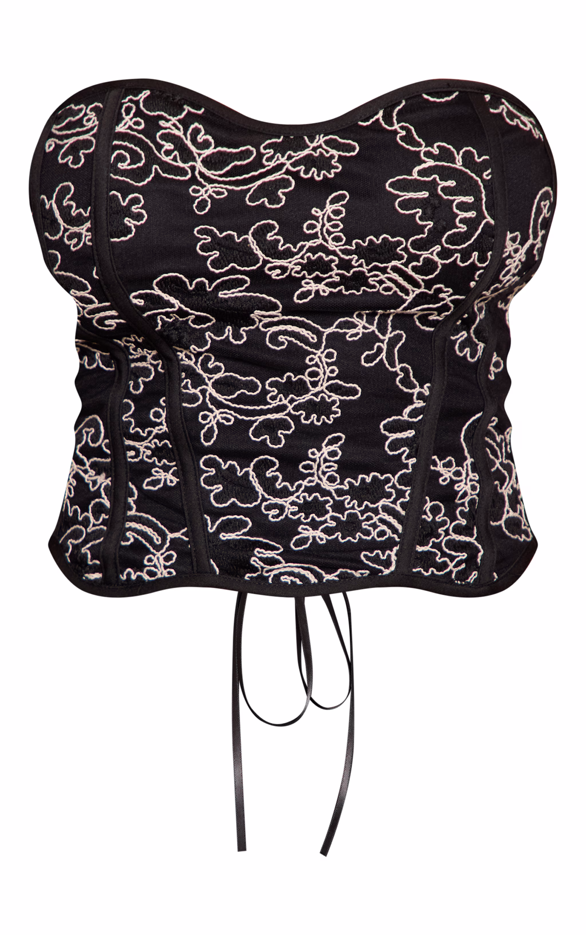 Black Textured Lace Back Corset