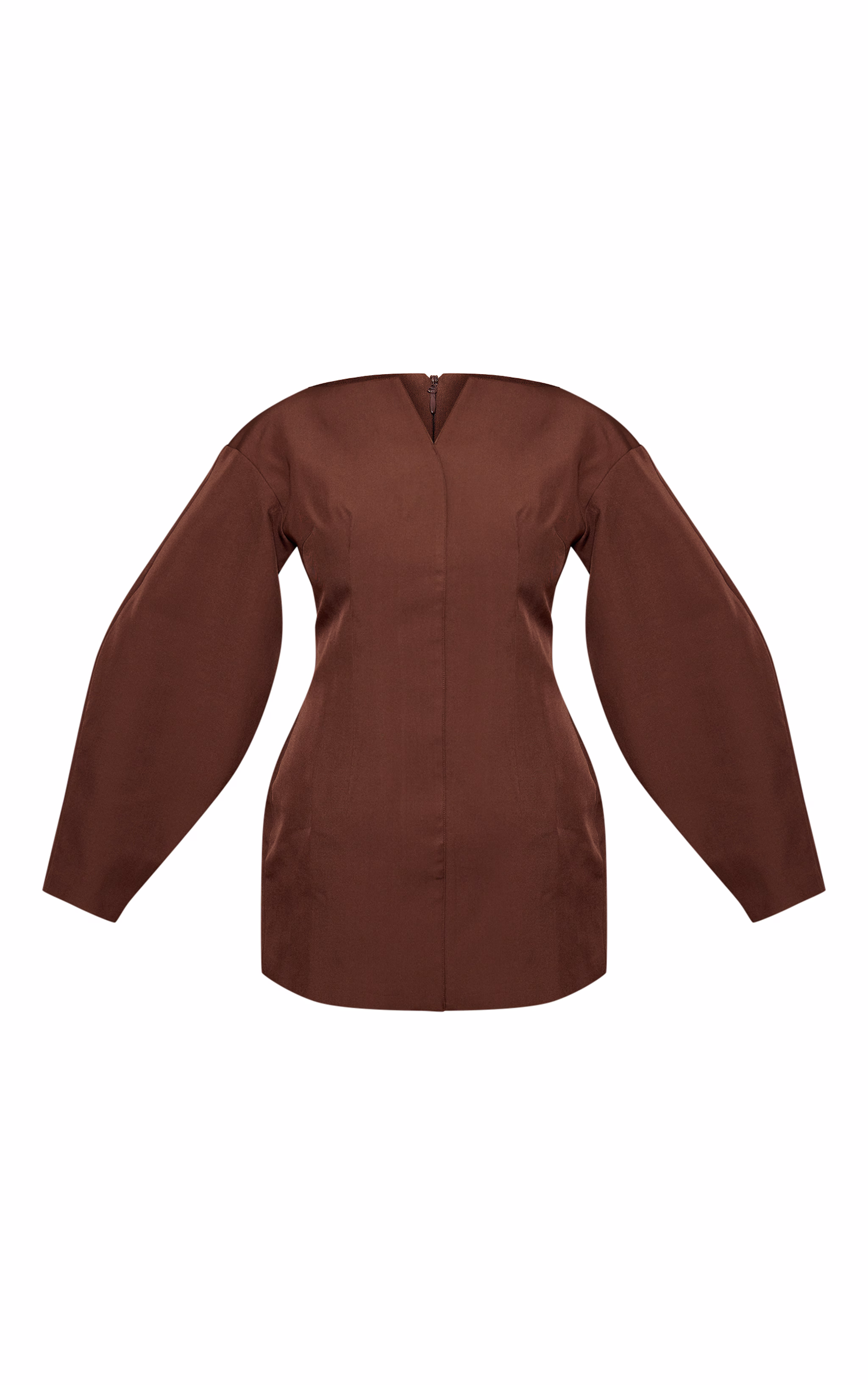 Chocolate Cocoon Sleeve Cinched Waist Blazer Dress