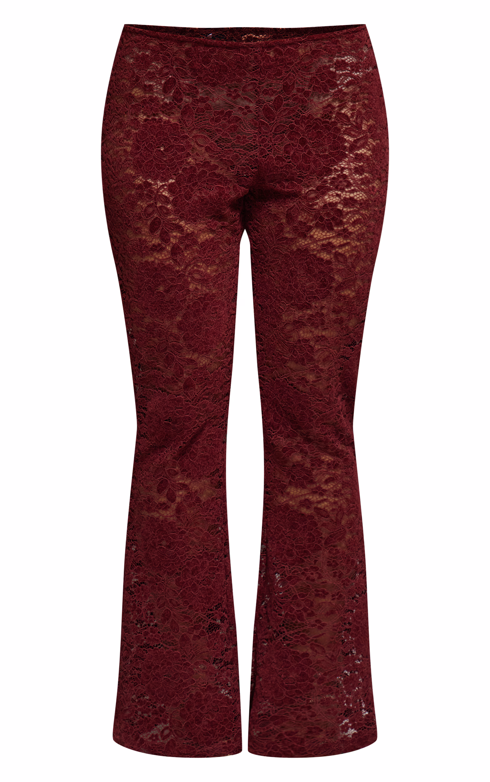 Dark Wine Lace Mid Rise Skinny Flares