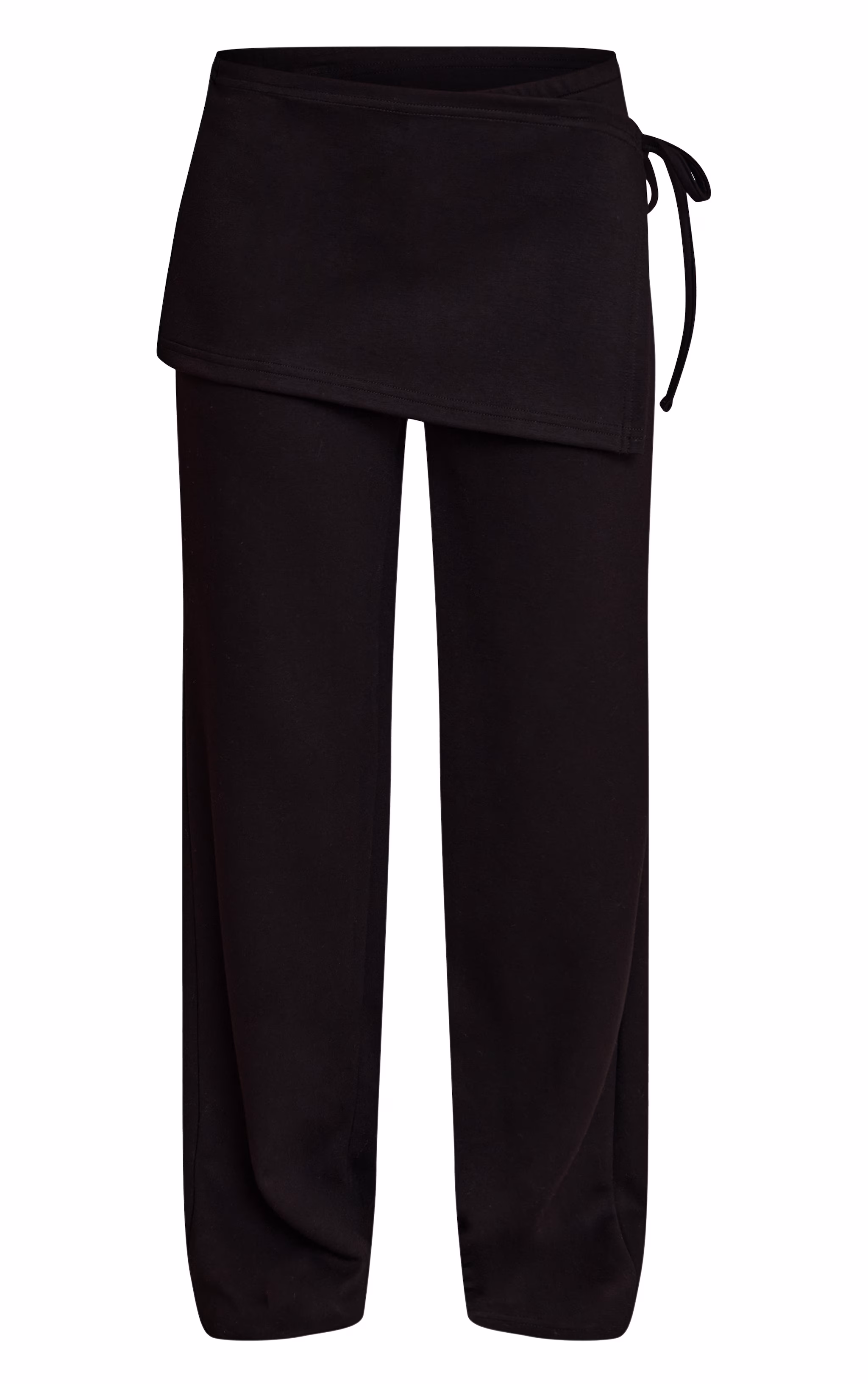 Black Premium Soft Touch Wrap Front Wide Leg Pant
