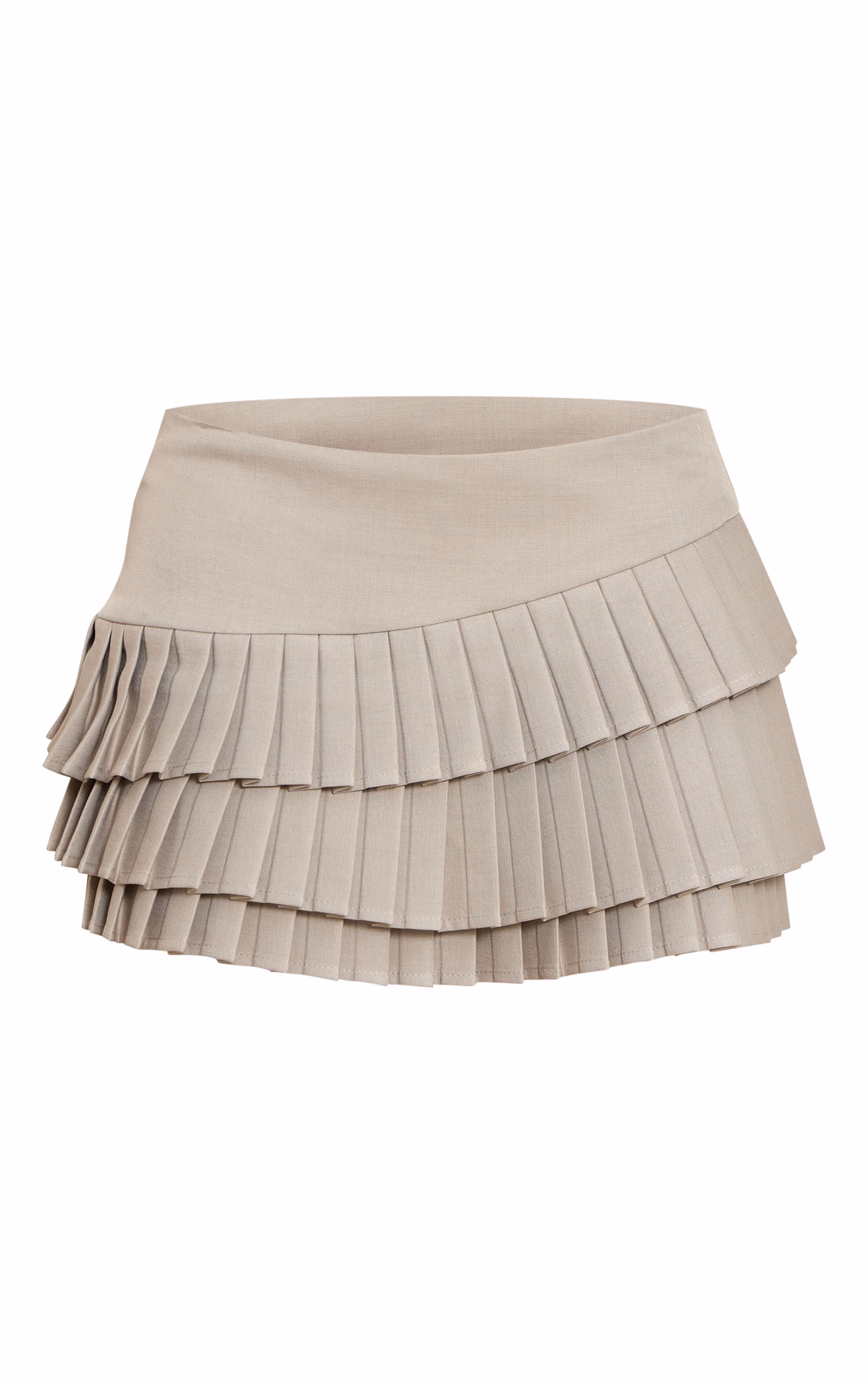 Light Grey Tailored Woven Pleated Mini Skort