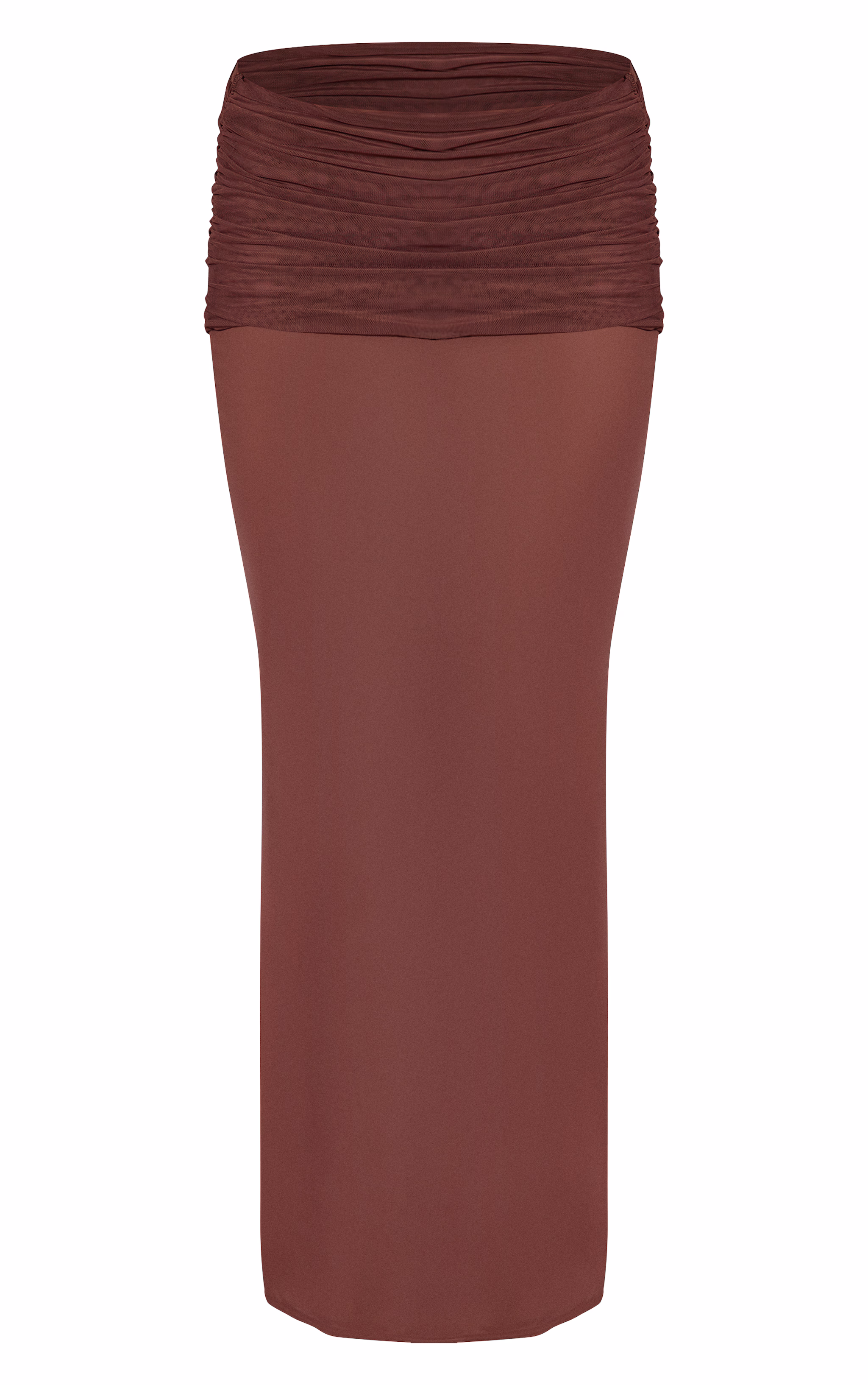 Chocolate Mesh Extreme Fold Over Maxi Skirt