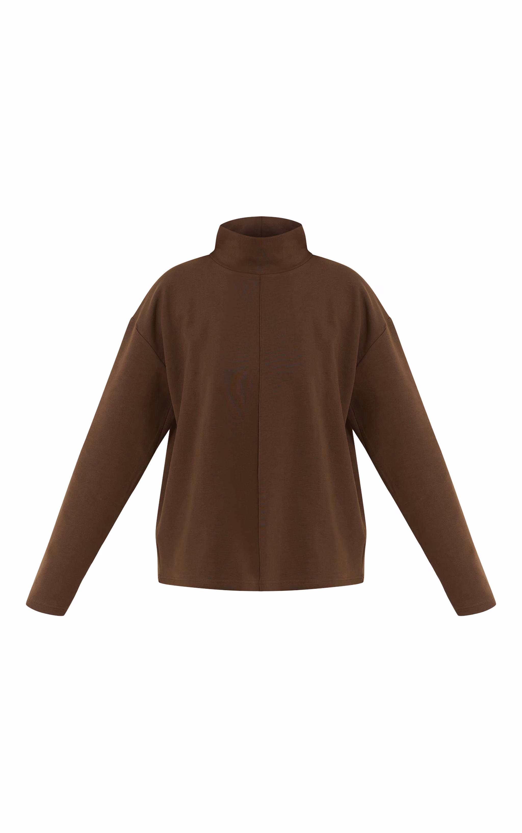 Chocolate Interlock Seam Funnel Neck Sweatshirt