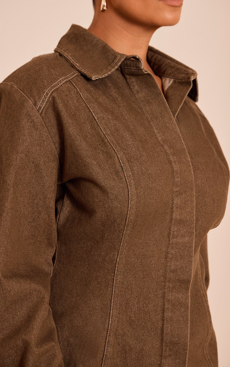 Shape Khaki Cinched Waist Twill Shirt