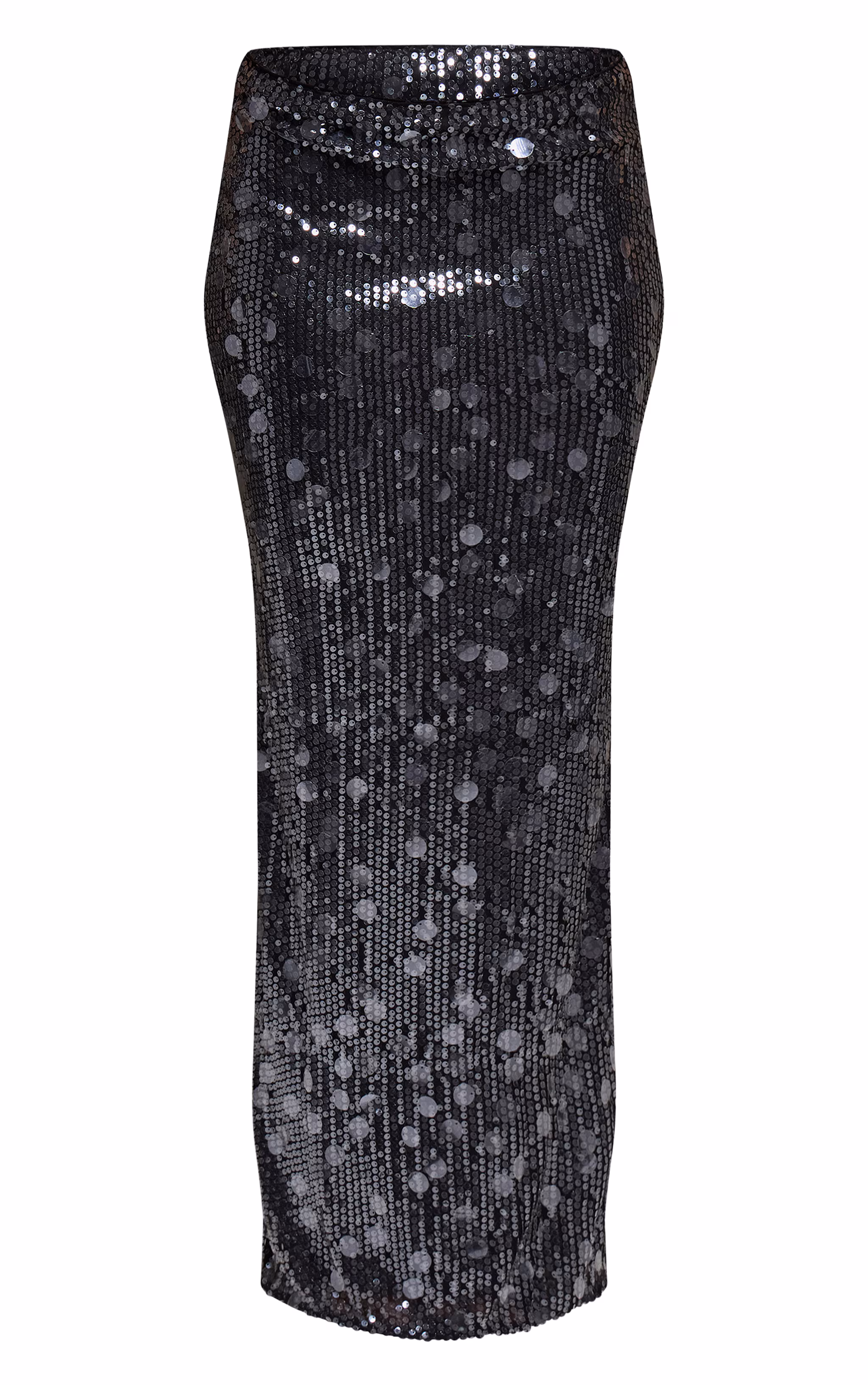 Black Sequin High Waisted Maxi Skirt