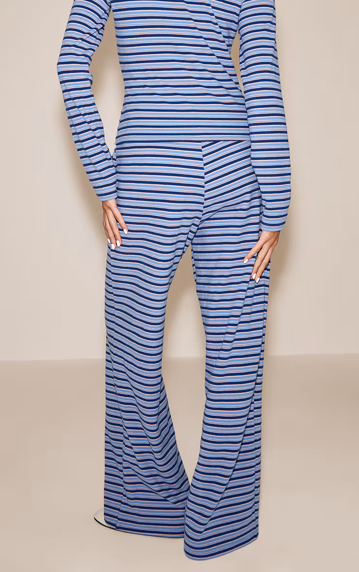 Navy Soft Fleece Pinstripe Straight Leg Pant