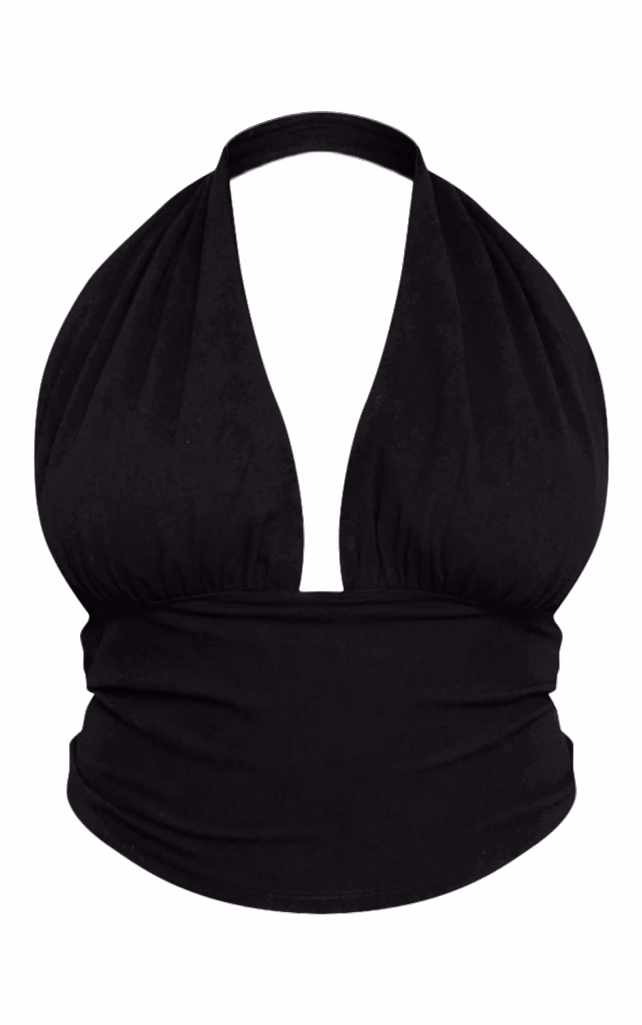 Plus Black Sculpt Ruched Halterneck Top