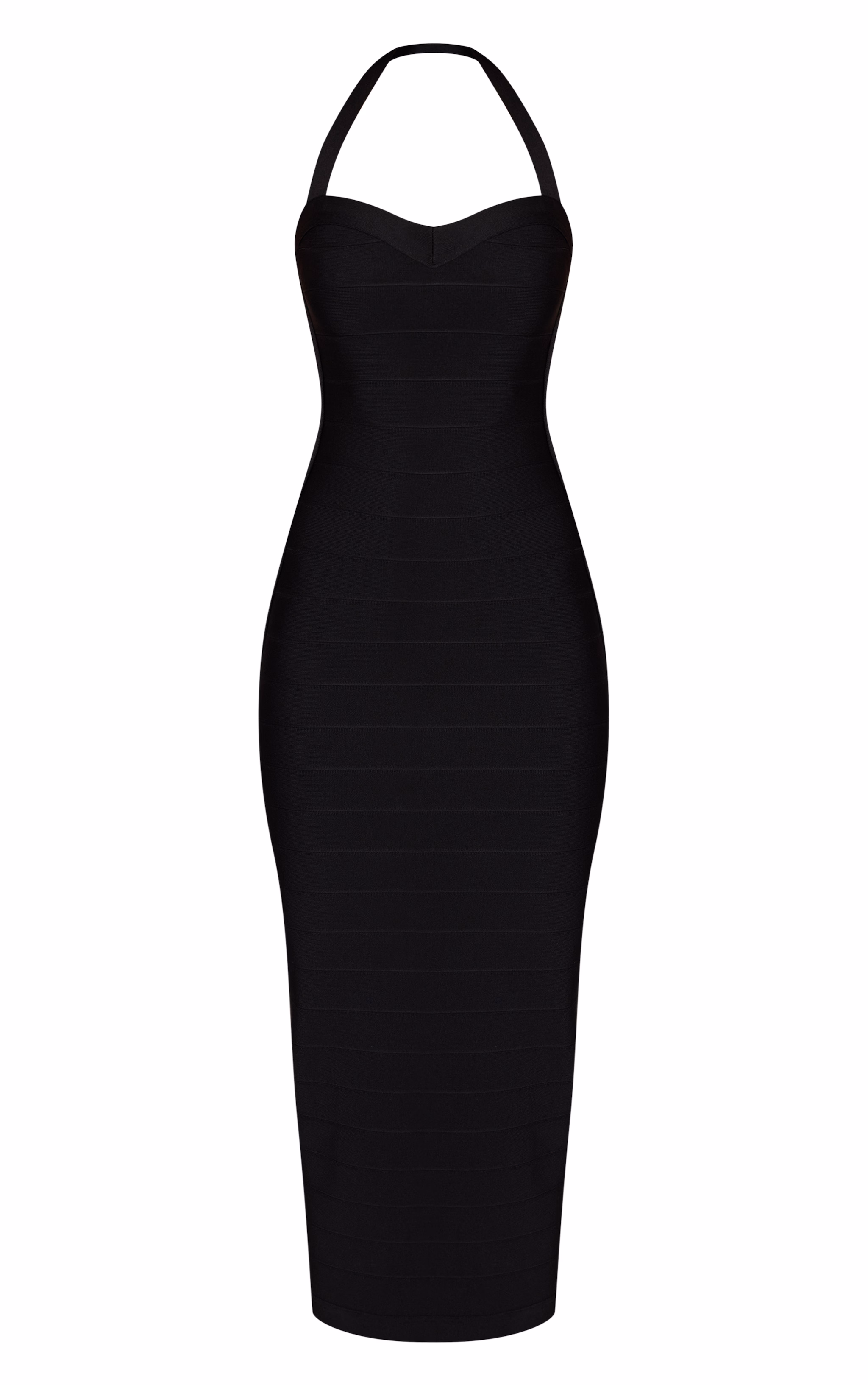 Black Bandage Straight Neck Bodycon Maxi Dress