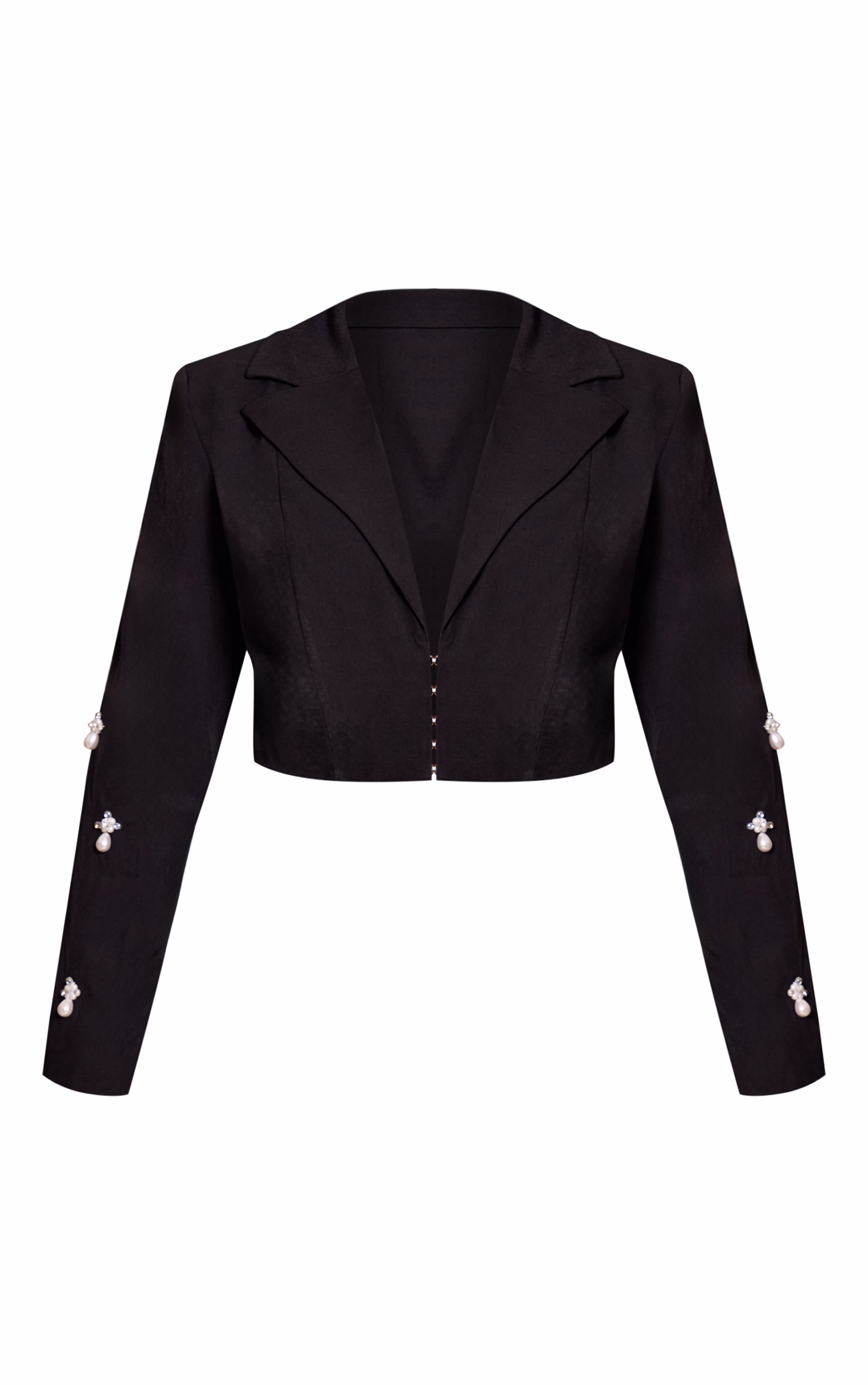 Plus Black Woven Embellished Cropped Blazer