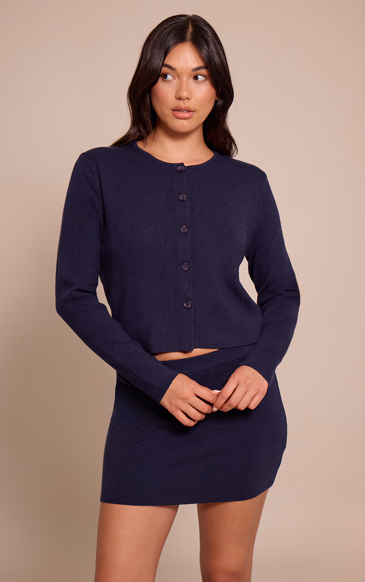 Navy Compact Knit Skirt