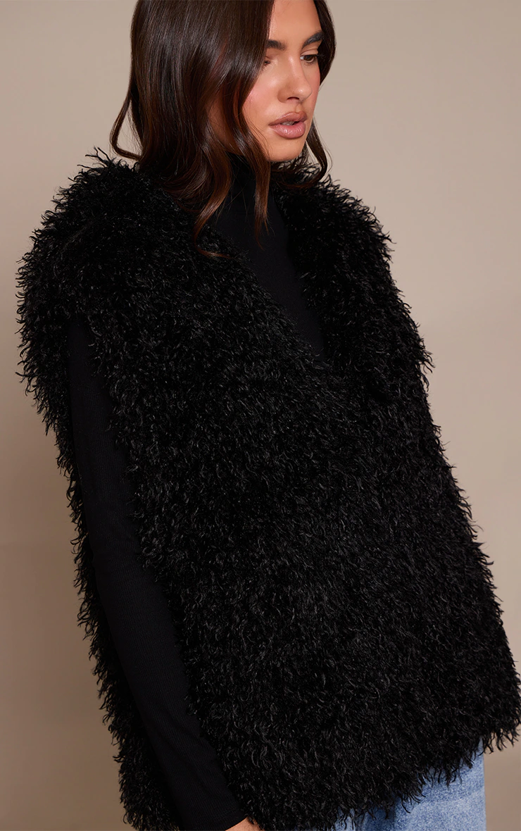 Black Mongolian Faux Fur Vest