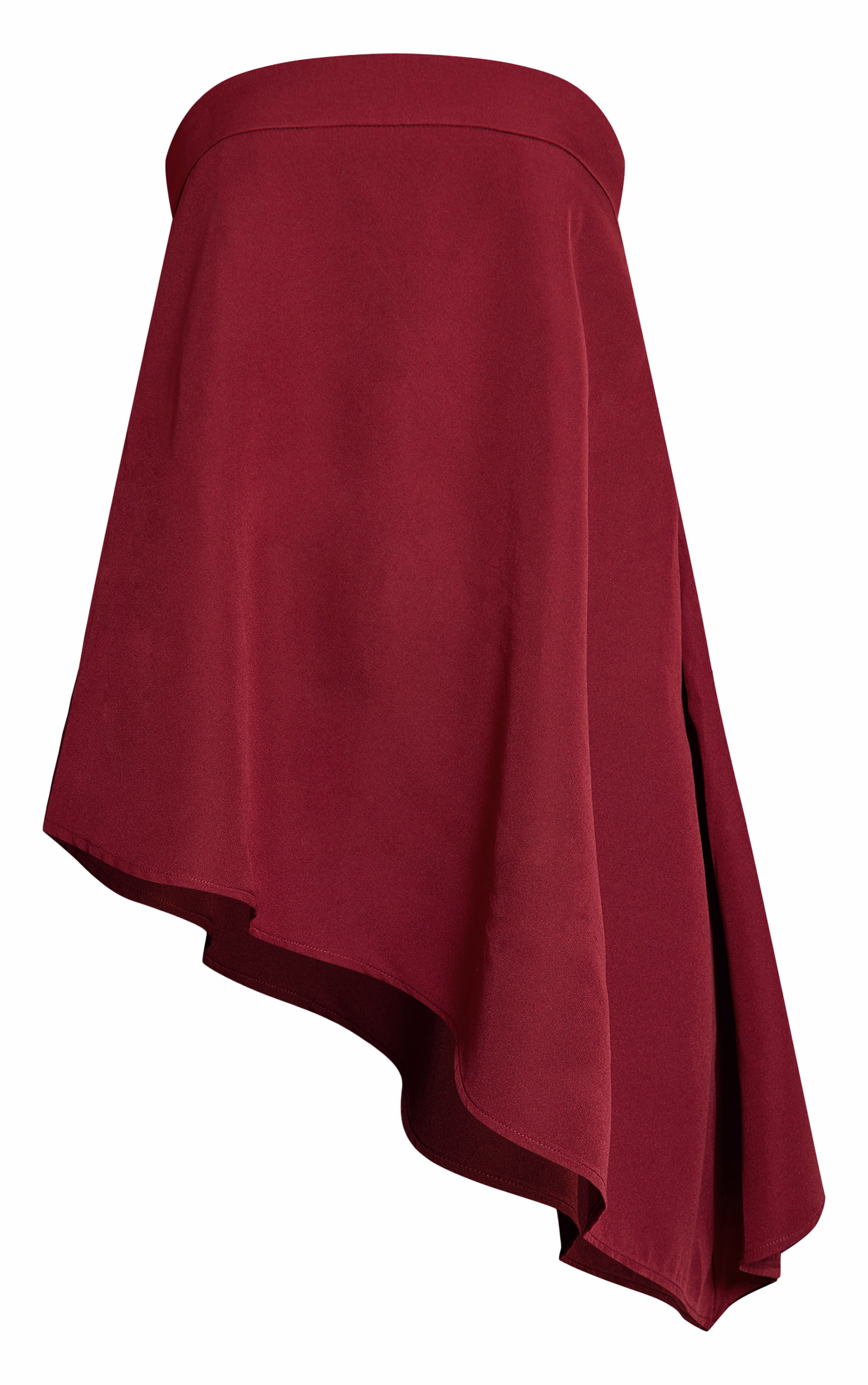 Wine Woven Bandeau Asymmetric Hem Floaty Long Top