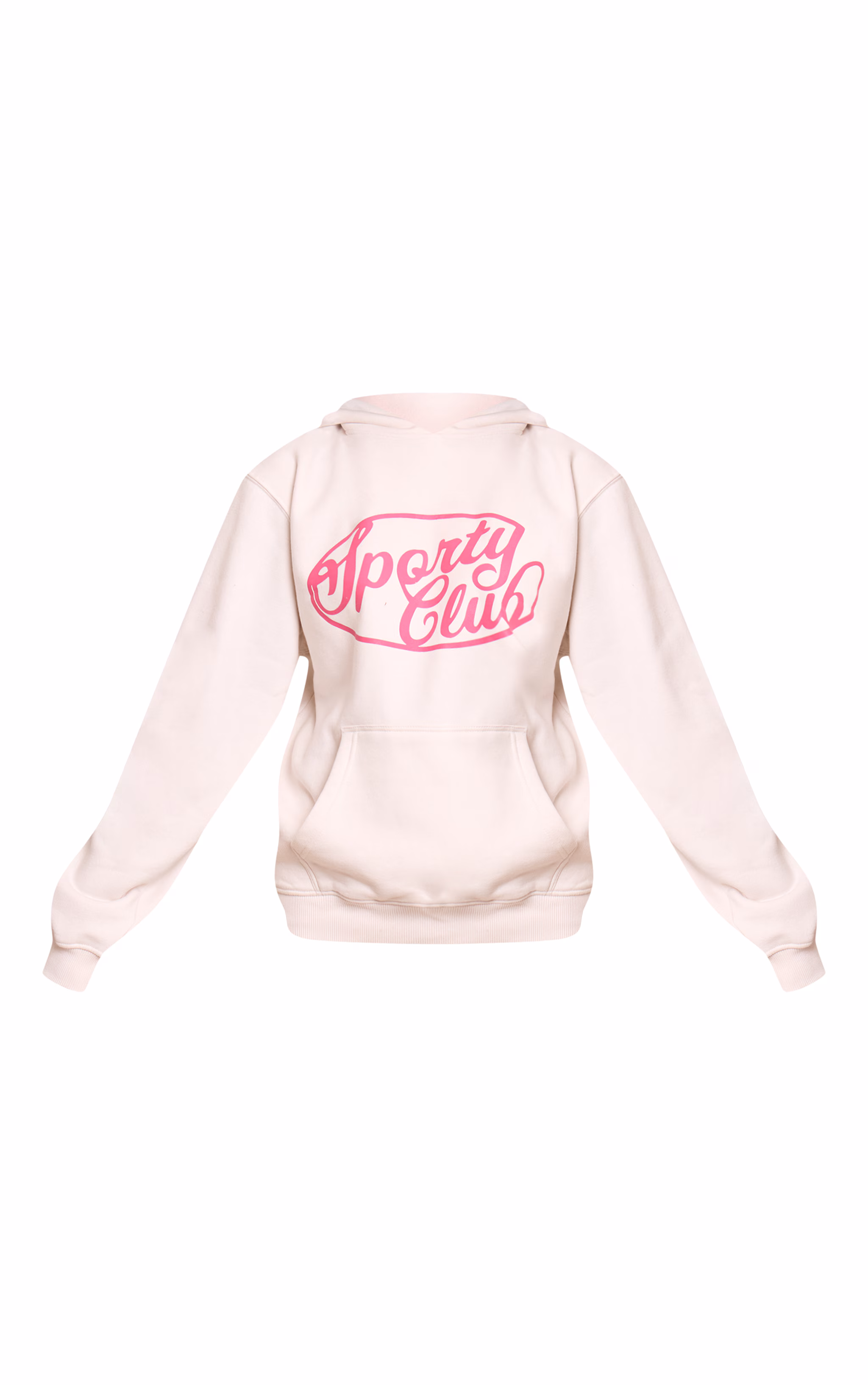 Cream Sports Club Cotton Fleece Oversized Pull Over Hoodie