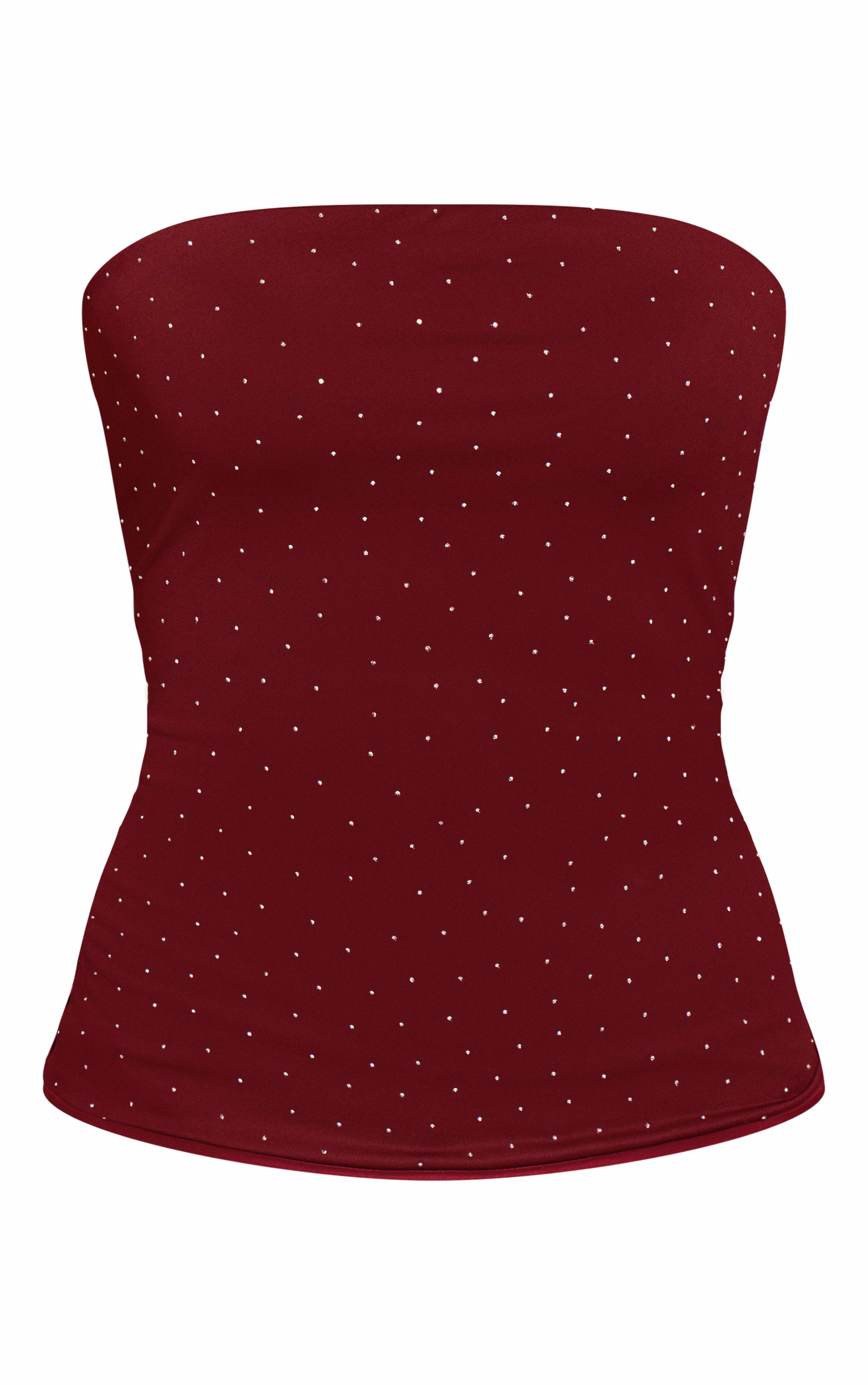 Wine Hotfix Slinky Bandeau Top