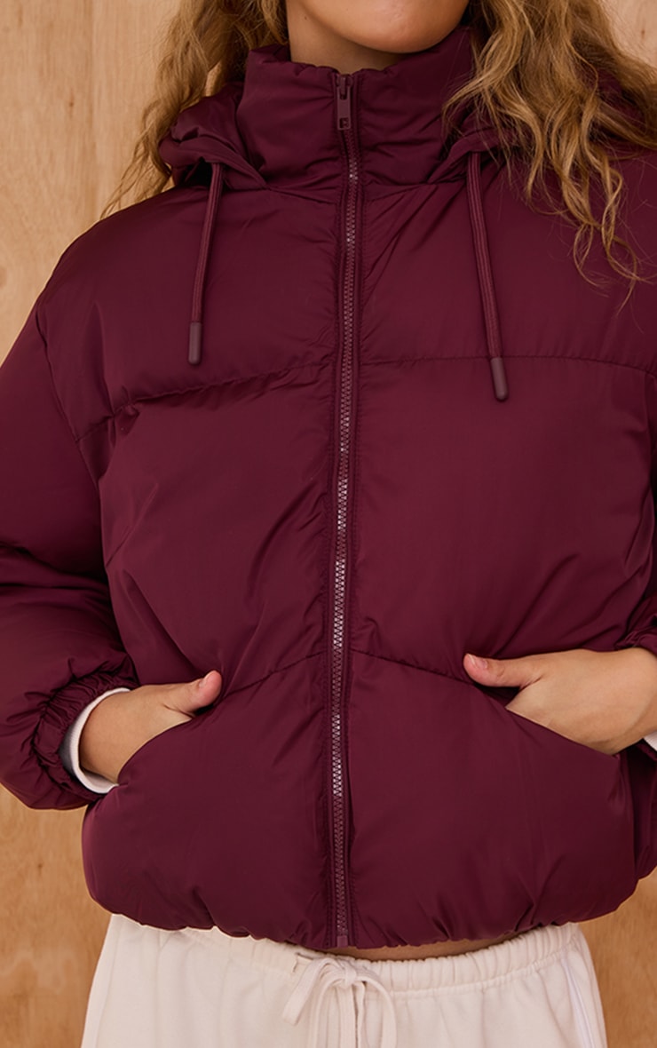 Burgundy Hooded Puffer Coat