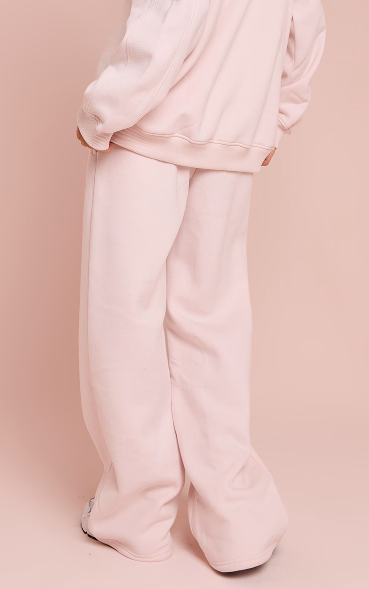 Baby Pink PLT Embossed Wide Leg Sweatpants