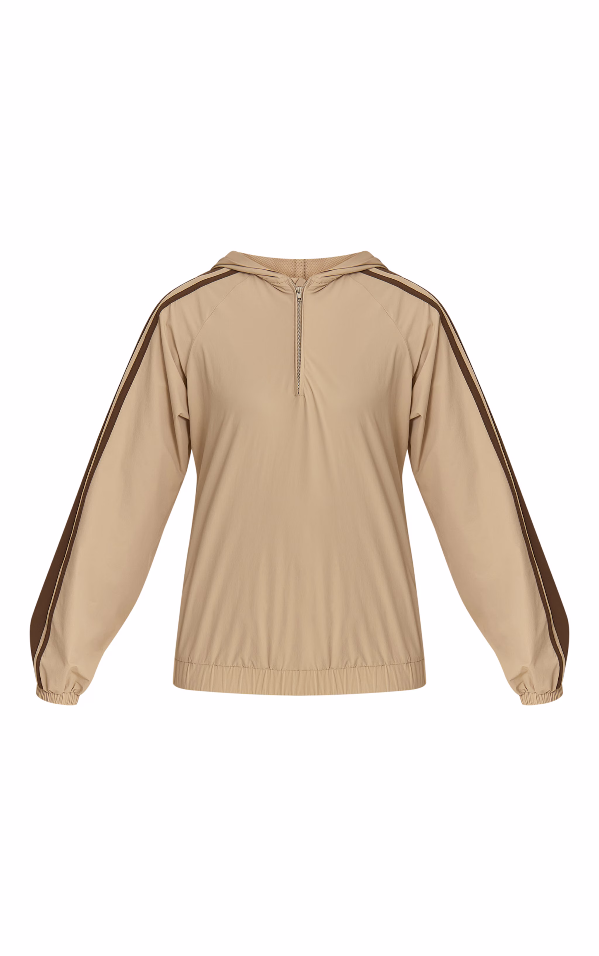 Stone Shell Contrast Stripe Hooded Track Jacket