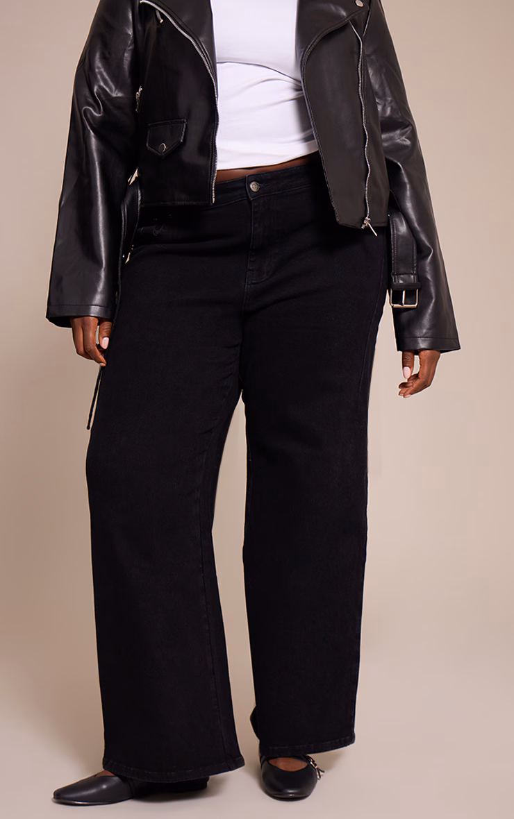 Plus Washed Black Adjustable Waistband Detail Jean