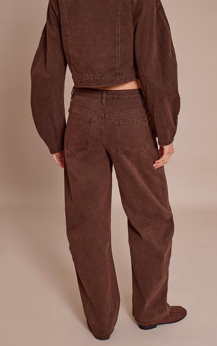 Chocolate Seam Detail Mid Rise Barrel Jeans