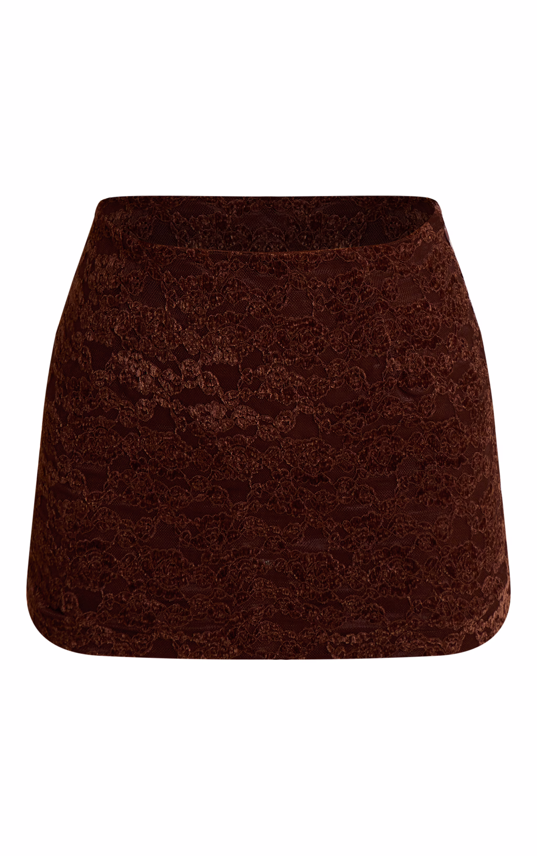 Dark Brown Lace Mid Rise Mini Skirt