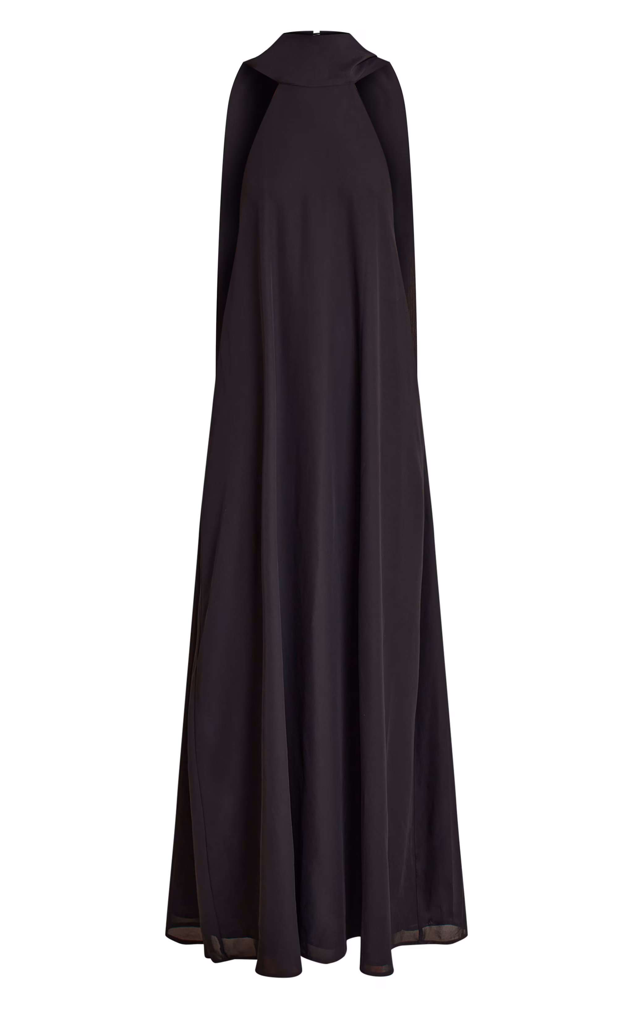 Tall Black Chiffon High Neck Scarf Detail Maxi Dress