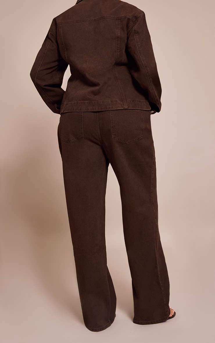 Plus Dark Chocolate High Waisted Denim Straight Leg Jeans