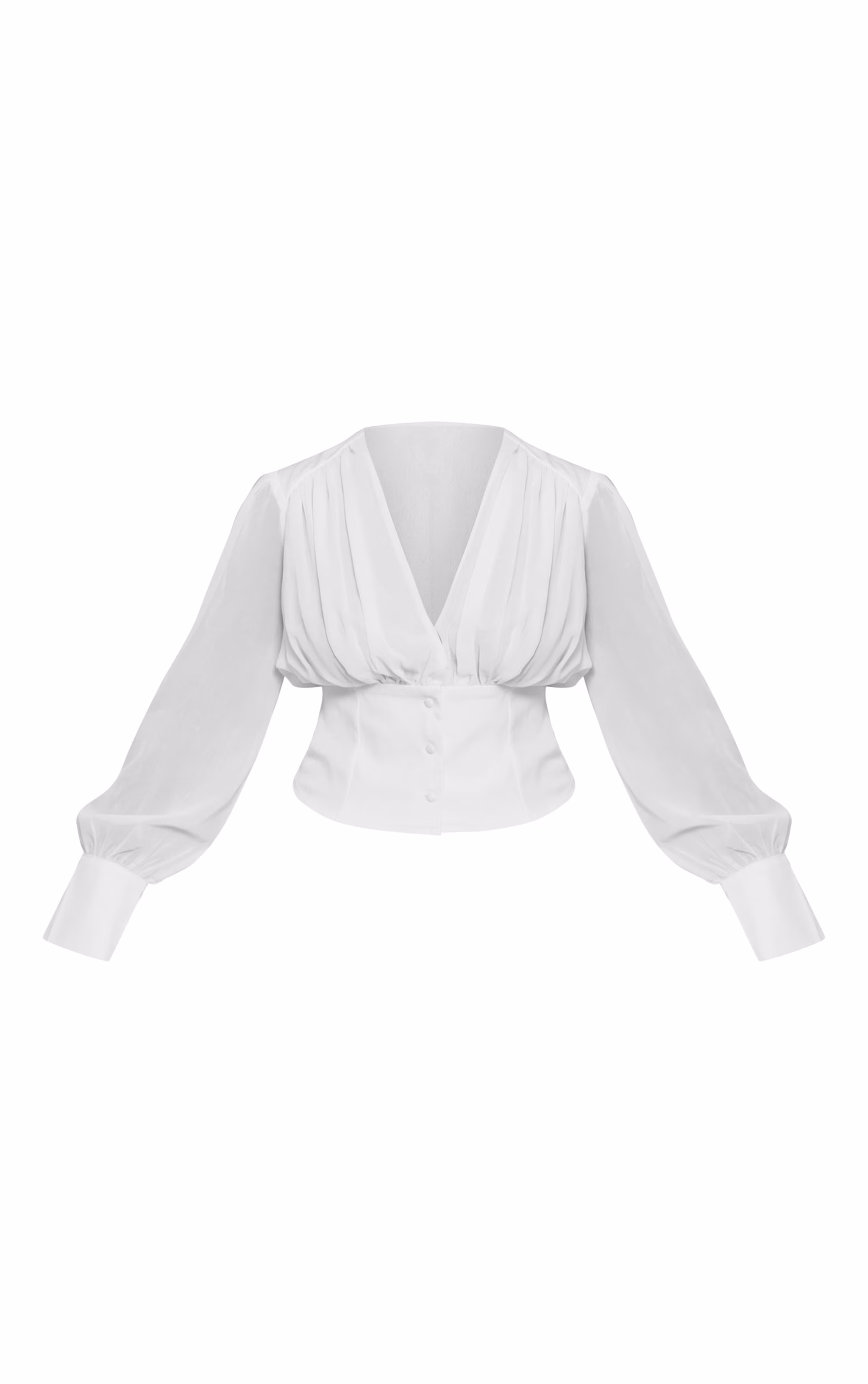 Shape White Chiffon Bust Woven Shirt