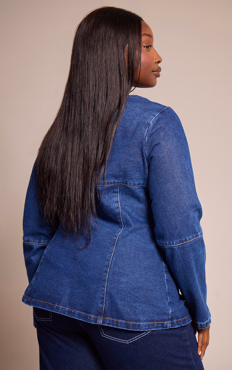 Plus Denim Round Neck Shirt
