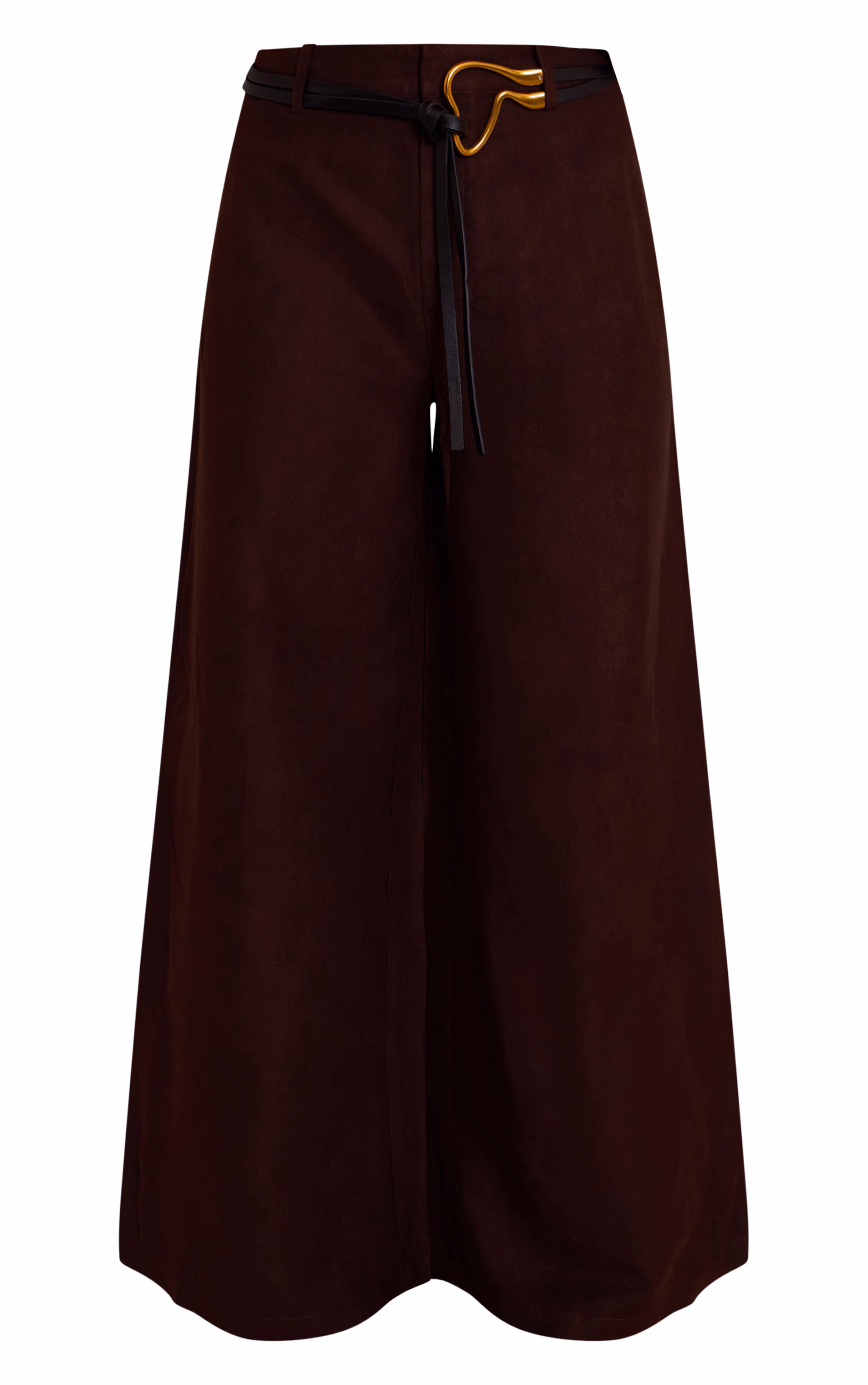 Brown Peached Gold Double Belted Pants