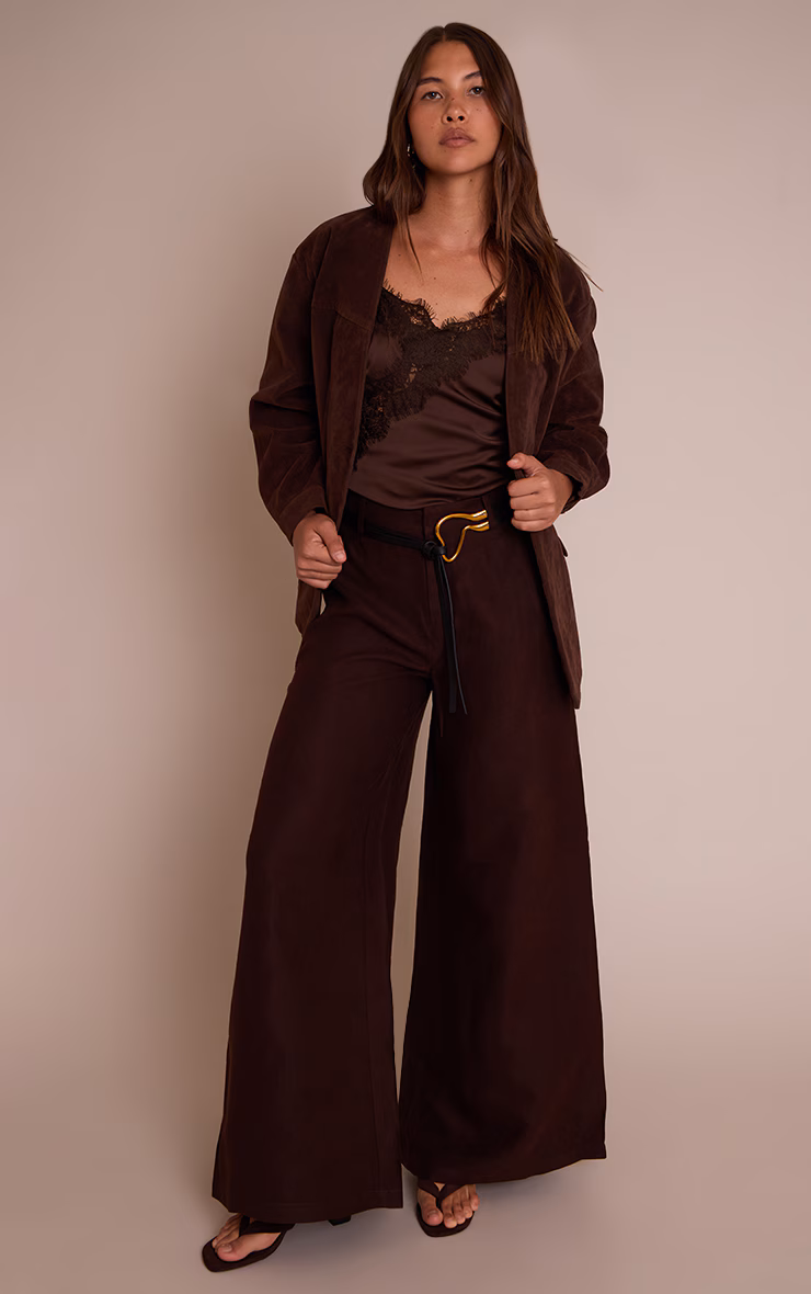 Brown Peached Gold Double Belted Pants