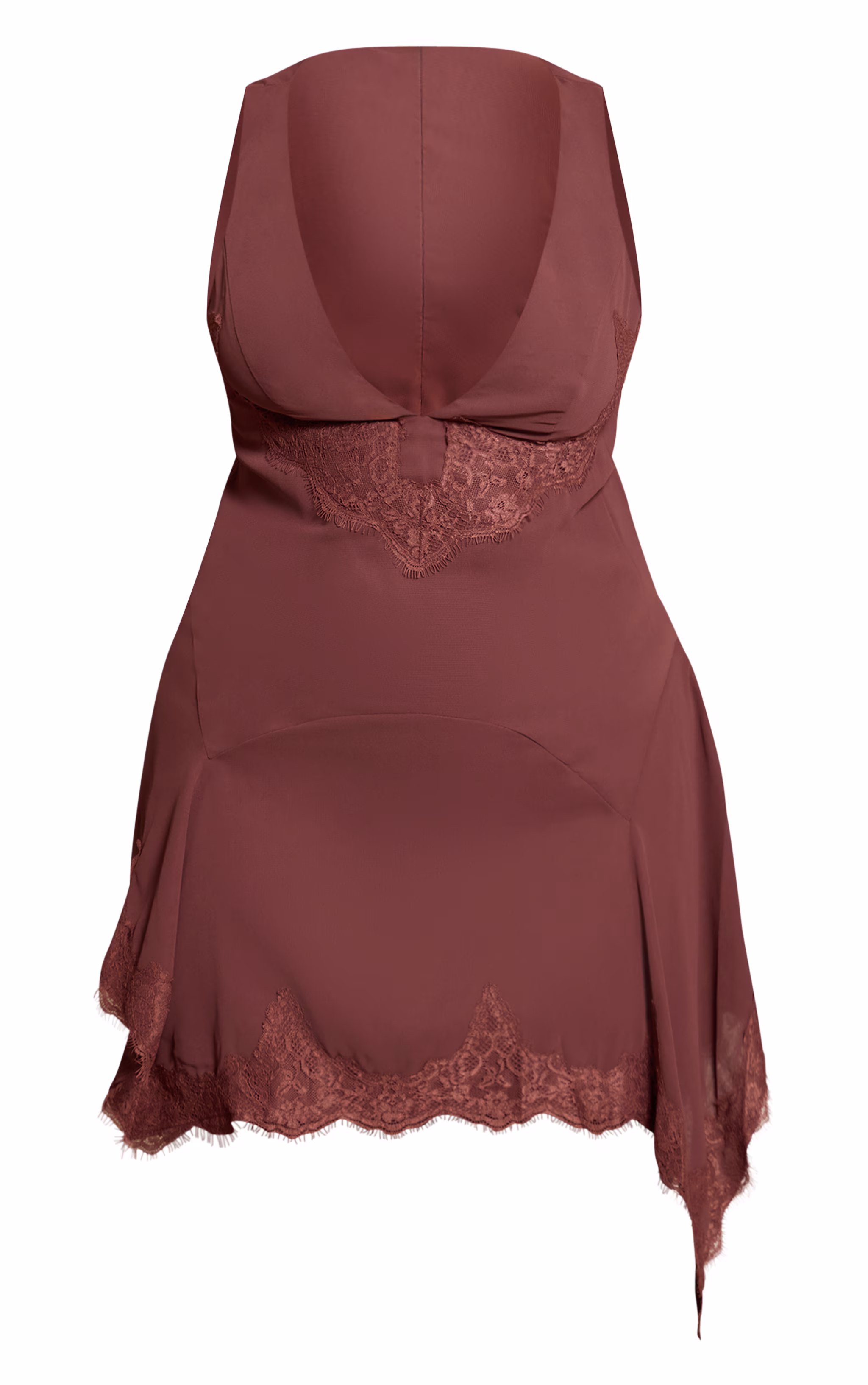 Plus Dark Plum Lace Trim Plunge Bodycon Dress