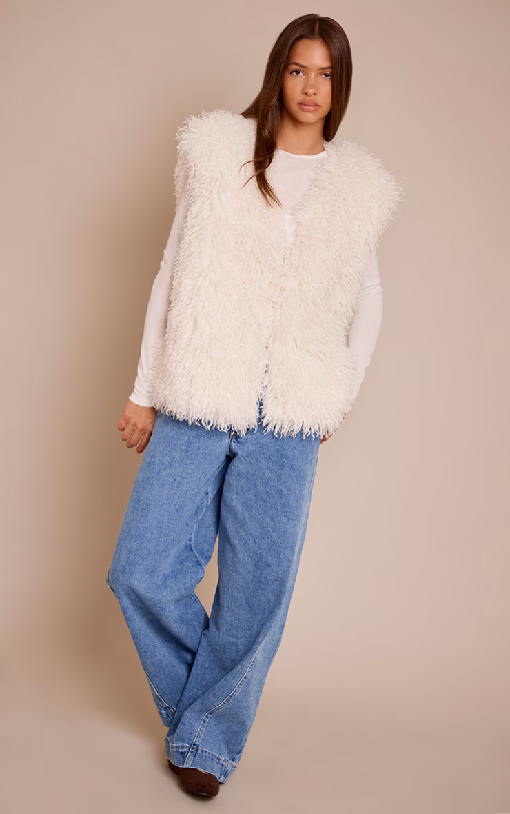 Cream Mongolian Faux Fur Vest