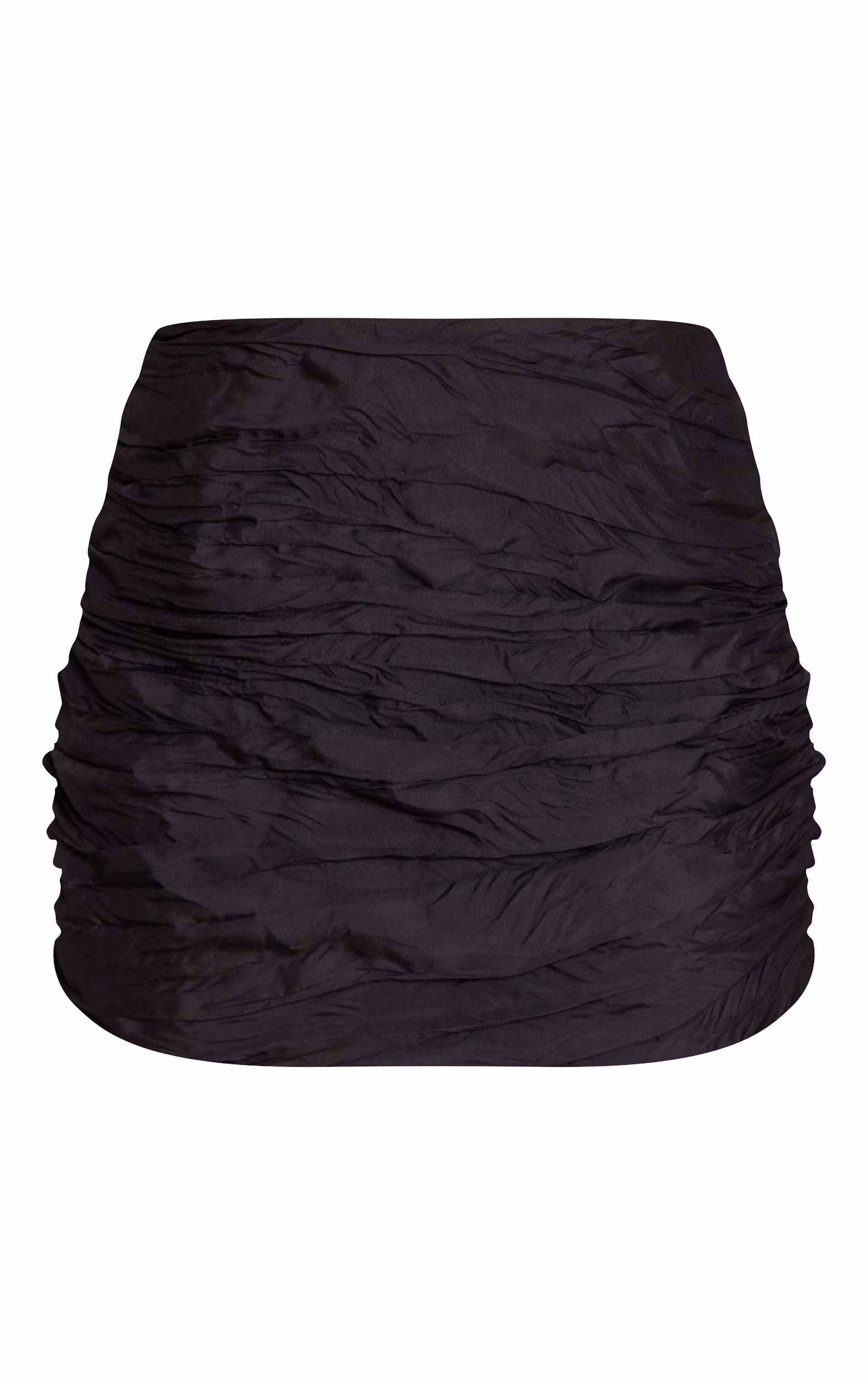 Black Crinkled Woven Mini Skirt