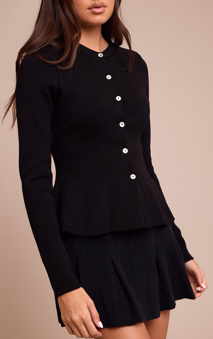 Black Soft Knitted Pleated Mini Skirt